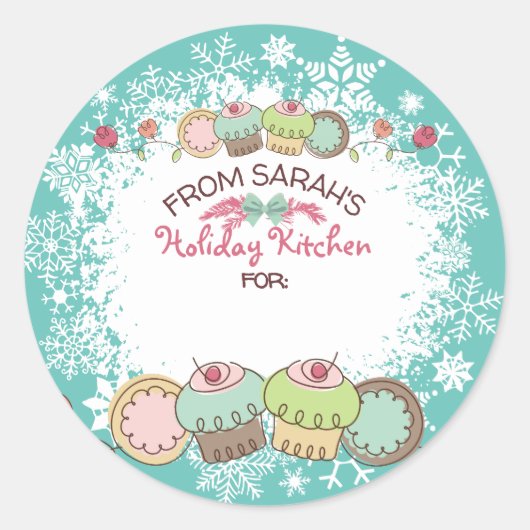 キッチンのクリスマスクッキー ラウンドシール (正面)