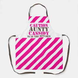キッチンのグラフィックピンク色のストライプ エプロン