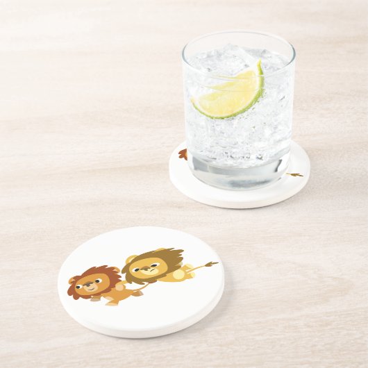 . .キッチンのコースターに登場するかわいいマンガのライオン コースター (側面)