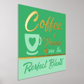 キッチンのコーヒー愛好家 グリーンゴールド 箔ポスター (レイダウン)
