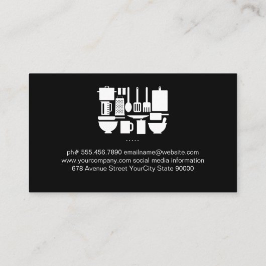 キッチンのシェフ | 料理器具 名刺 (裏面)