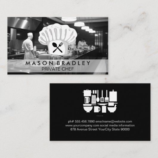 キッチンのシェフ | 料理器具 名刺 (正面/裏面)
