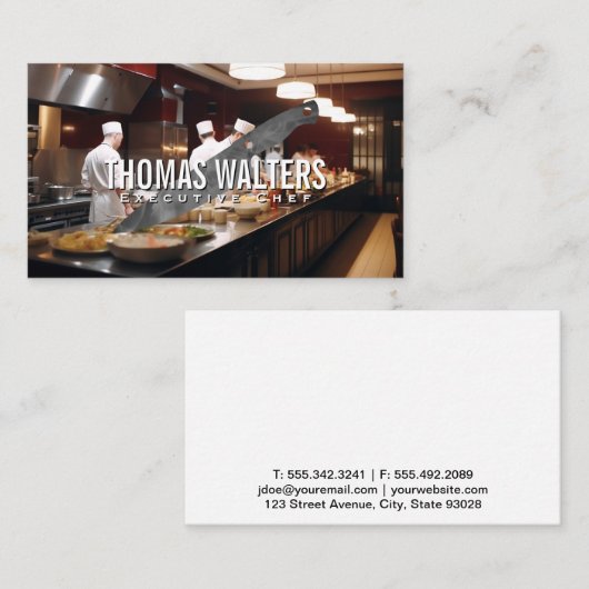 キッチンのシェフ | 金属ナイフ 名刺 (正面/裏面)