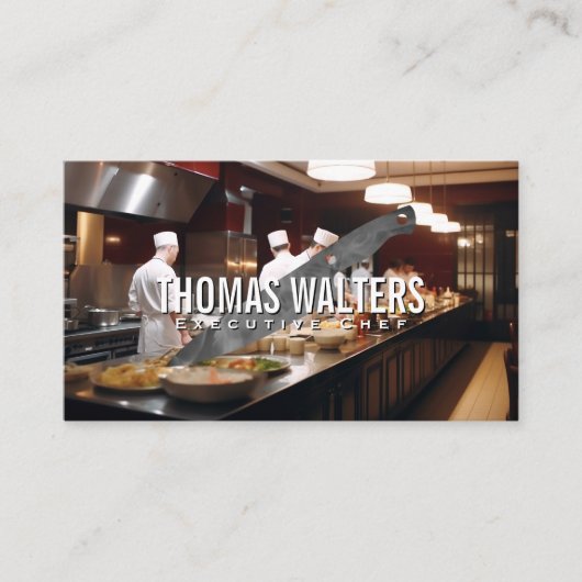 キッチンのシェフ | 金属ナイフ 名刺 (正面)