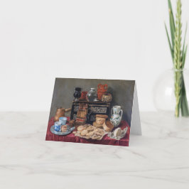 キッチンのタブロー:ボウル、カップ&パンの静物 ノートカード