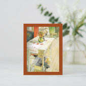 キッチンのテーブルの下の女の子 ポストカード (スタンド正面)