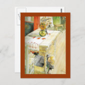 キッチンのテーブルの下の女の子 ポストカード (正面/裏面)
