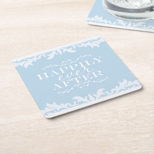 キッチンのテーブルコースターの装飾の後に幸せに スクエアペーパーコースター (アングル)