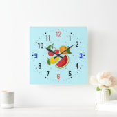 キッチンのフルーツデコモダン- Country スクエア壁時計 (ホーム)