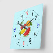 キッチンのフルーツデコモダン- Country スクエア壁時計 (傾斜)