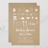キッチンのブライダルシャワーの招待状をクラフトにストック 招待状 (正面/裏面)