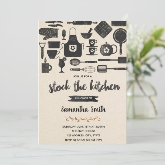 キッチンのブライダルシャワーの招待状を保管します 招待状 (スタンド正面)