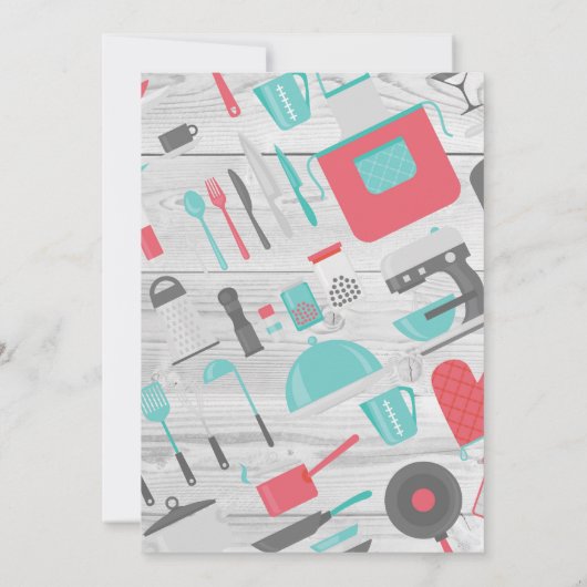 キッチンのブライダルシャワーの招待状を用意する 招待状 (裏面)