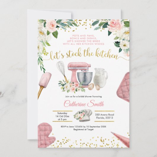 キッチンのブライダルシャワーの招待状を用意する 招待状 (正面)