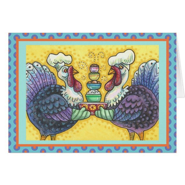 キッチンの七面鳥の感謝祭グリーティングカードバー (正面横)