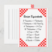 キッチンの同等の赤いチェックレシピカード ポストカード (正面/裏面)