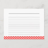 キッチンの同等の赤いチェックレシピカード ポストカード (裏面)