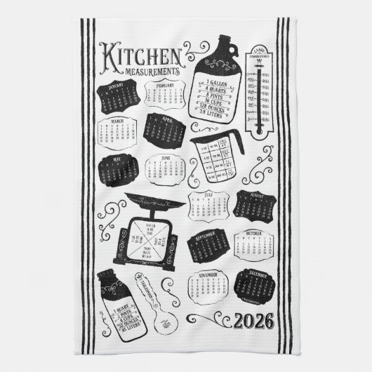 キッチンの変換 2026年カレンダー キッチンタオル (縦)