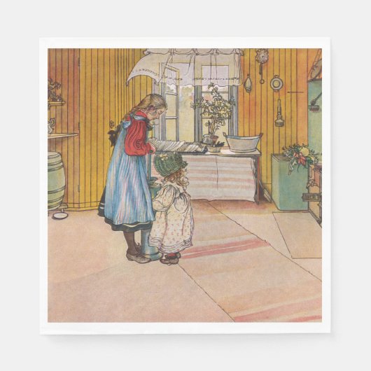 キッチンの女の子(クラシックスウェーデン美術) スタンダードランチョンナプキン (正面)