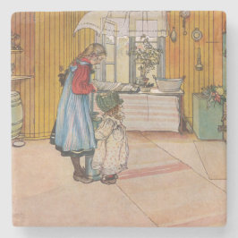 キッチンの女の子(クラシックスウェーデン美術) ストーンコースター