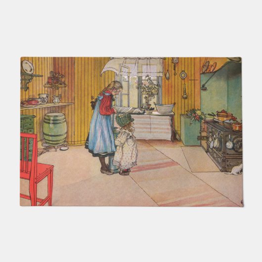 キッチンの女の子(クラシックスウェーデン美術) ドアマット (正面)