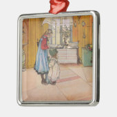 キッチンの女の子(クラシックスウェーデン美術) メタルオーナメント (左)