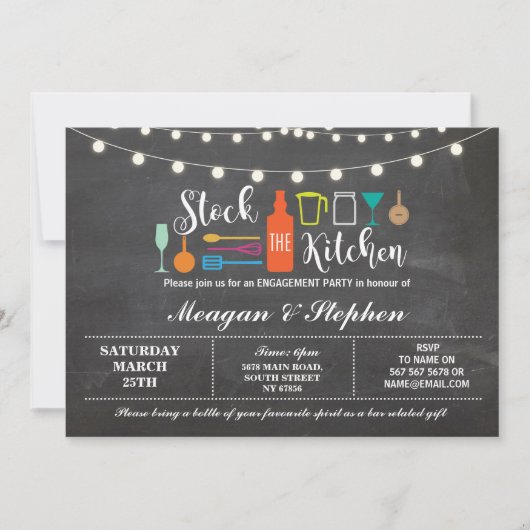 キッチンの婚約パーティカップルのシャワーをストック 招待状 (正面)
