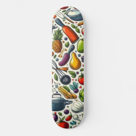 キッチンの果物と野菜 スケートボード