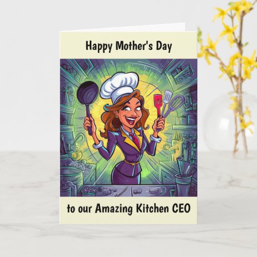 キッチンの母の日カスタマイズ カード (黄色い花)