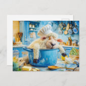 キッチンの調理師のポットとしての羊 シーズンポストカード (正面/裏面)