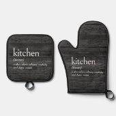 キッチンの辞書定義 鍋つかみ&鍋敷きセット (正面)