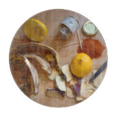 キッチンの野菜の皮の汚れたおもしろい カッティングボード (正面)