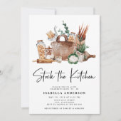 キッチンの食器室の緑のブライダルシャワーを置く 招待状 (正面)