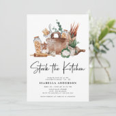 キッチンの食器室の緑のブライダルシャワーを置く 招待状 (スタンド正面)