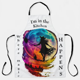キッチンの魔女魔法オールオーバープリントエプロン エプロン