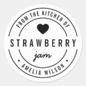 キッチンはっきりしたの白黒ハート ラウンドシール (正面)