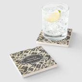 キッチンへようこそ電話にHelloをパーソナライズレトロ ストーンコースター (横)