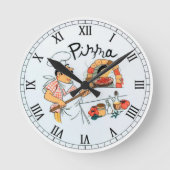 キッチンまたはレストラン ラウンド壁時計 (正面)