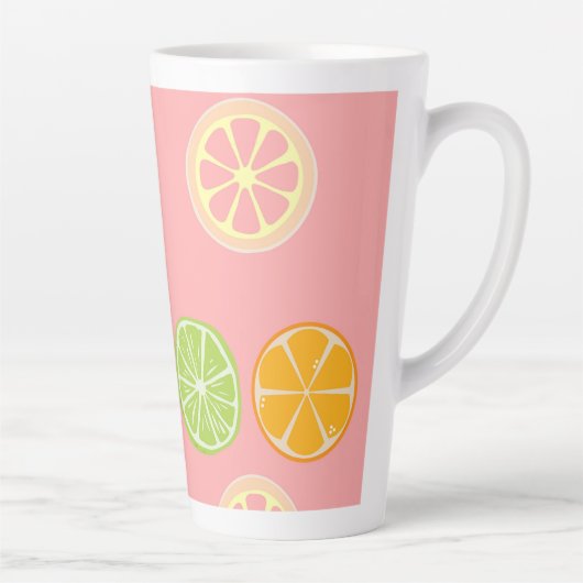 キッチンを幸せなシトラスフルーツのパターンマグカップにする カフェラテマグ (右)