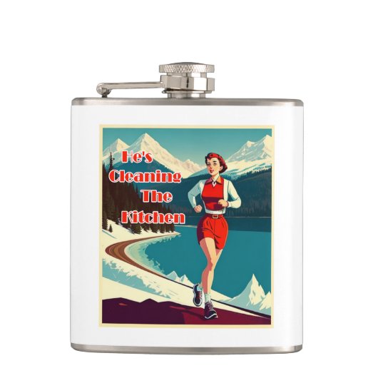 キッチンを掃除する生意気なランナー フラスク (正面)