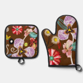 キッチンアクセサリー独占的デザイナー2024 鍋つかみ&鍋敷きセット (正面)