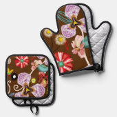 キッチンアクセサリー独占的デザイナー2024 鍋つかみ&鍋敷きセット (正面/裏面)