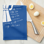 キッチンアートイタリアンエスプレッソコーヒーモカポットブルー キッチンタオル (四つ折り)