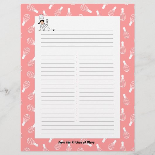 キッチンアートレシピシートお名前 (正面)