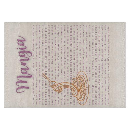 キッチンイタリアンウォールアート | 「マンジア」フード引用文 カッティングボード (正面)