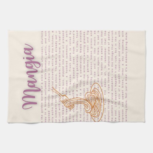 キッチンイタリアンウォールアート | 「マンジア」フード引用文 キッチンタオル (横)