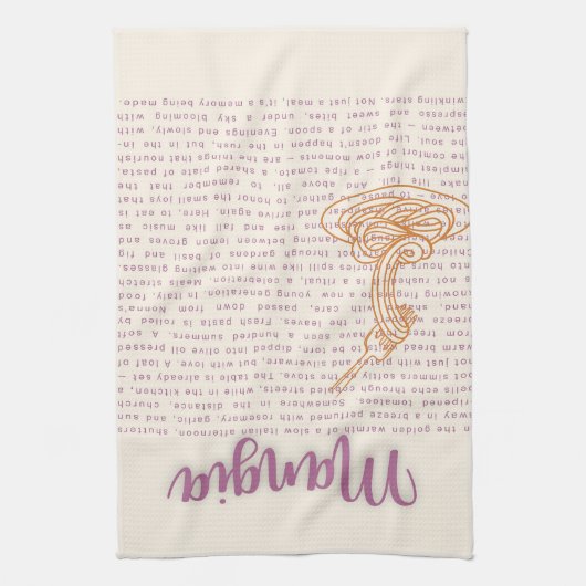 キッチンイタリアンウォールアート | 「マンジア」フード引用文 キッチンタオル (縦)