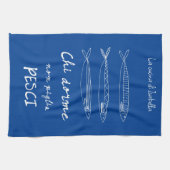 キッチンイタリアンサーディンイタリア引用文スケッチブルー キッチンタオル (横)