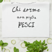 キッチンイタリアンサーディンイタリア引用文スケッチ キッチンタオル (折り畳み)