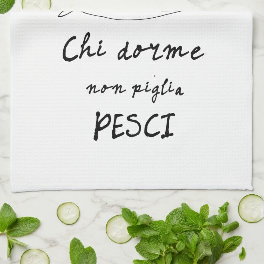 キッチンイタリアンサーディンイタリア引用文スケッチ キッチンタオル (折り畳み)